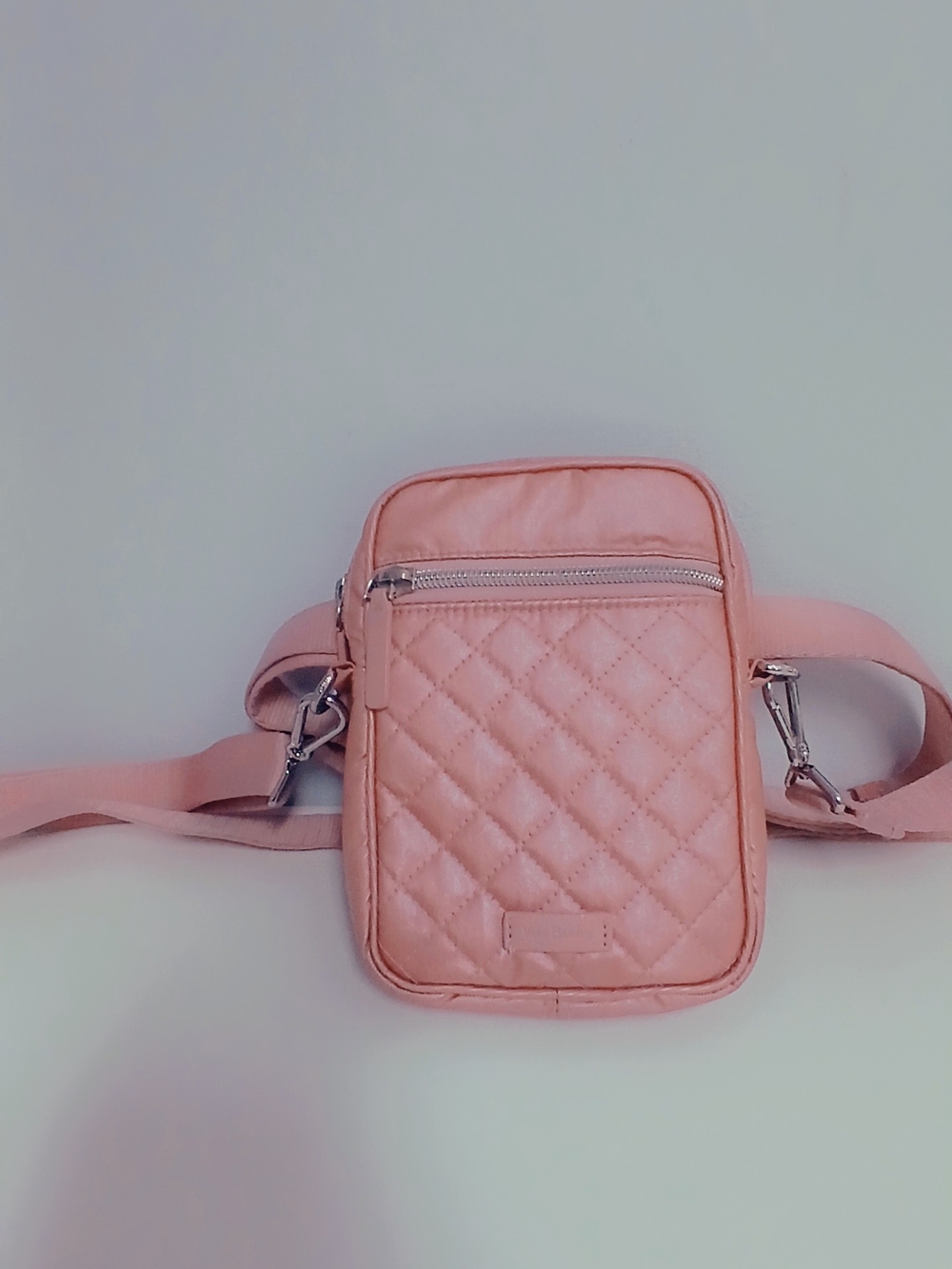 VERA BRADLEY Quilted Rose Pink Metallic Crossbody/Fanny Bag With Flower Lining